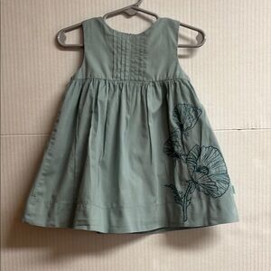DKNY Kids Green Dress with Floral Embroidery Size 12M